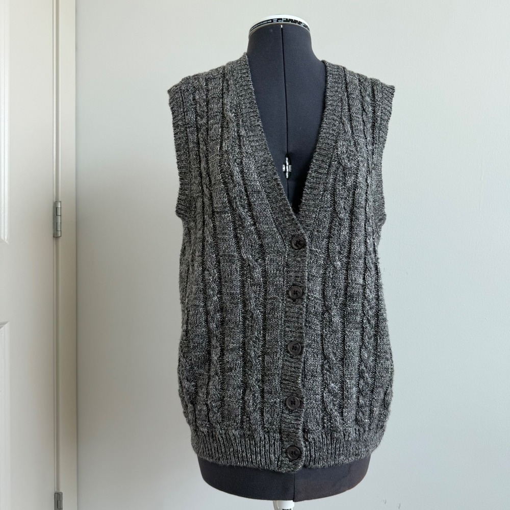 Vintage 90s Alfred Dunner Cable‎ Knit Button-Front Vest